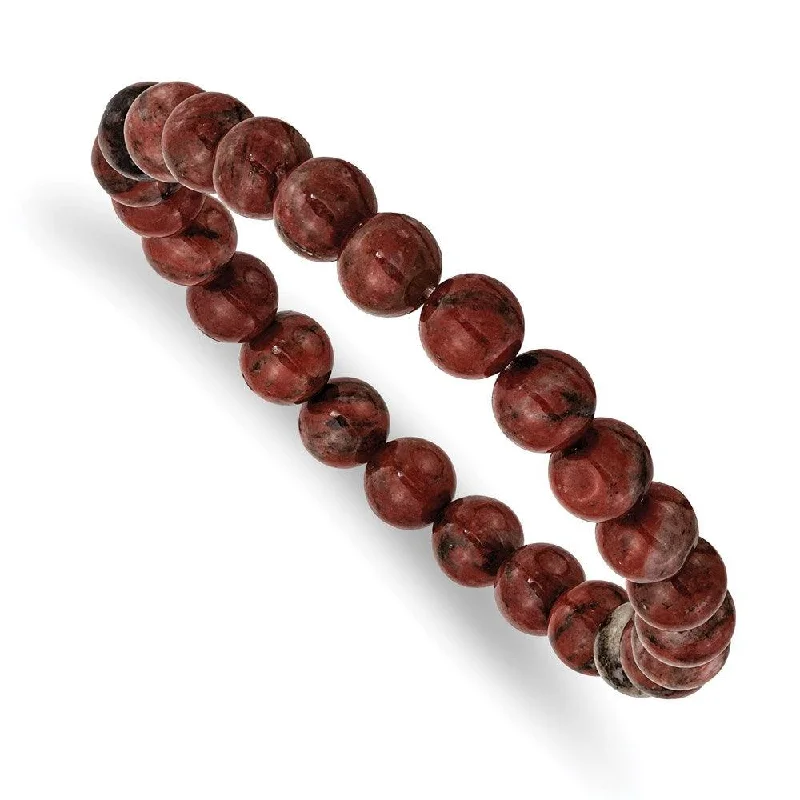 Elegant bangle bracelets with diamond-shaped stones for a sophisticated look-Sesame Red Agate Beaded Stretch Bracelet