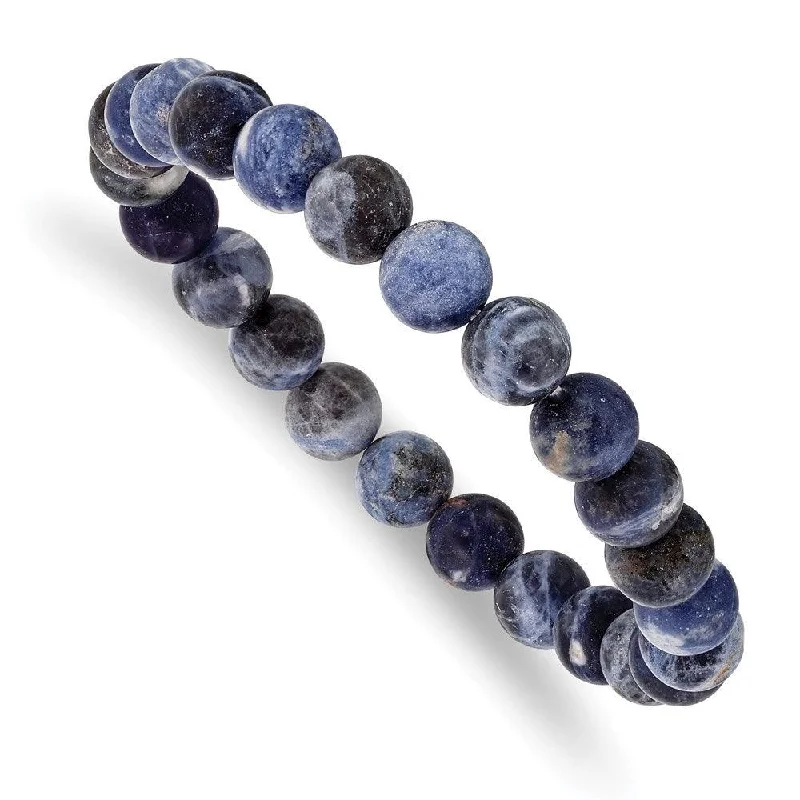 Best bangle bracelets with hand-crafted details for a unique and artisanal touch-Sodalite Agate Beaded Stretch Bracelet