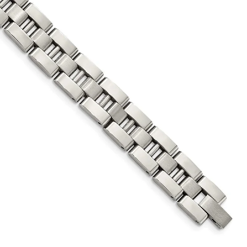 Best bangle bracelets with braided designs for a textured and sophisticated look-Stainless Steel Brushed and Polished 8.25in Bracelet