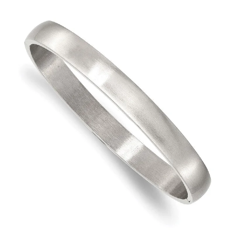 Best bangle bracelets with braided designs for a textured and sophisticated look-Stainless Steel Brushed and Polished 8mm Hinged Bangle