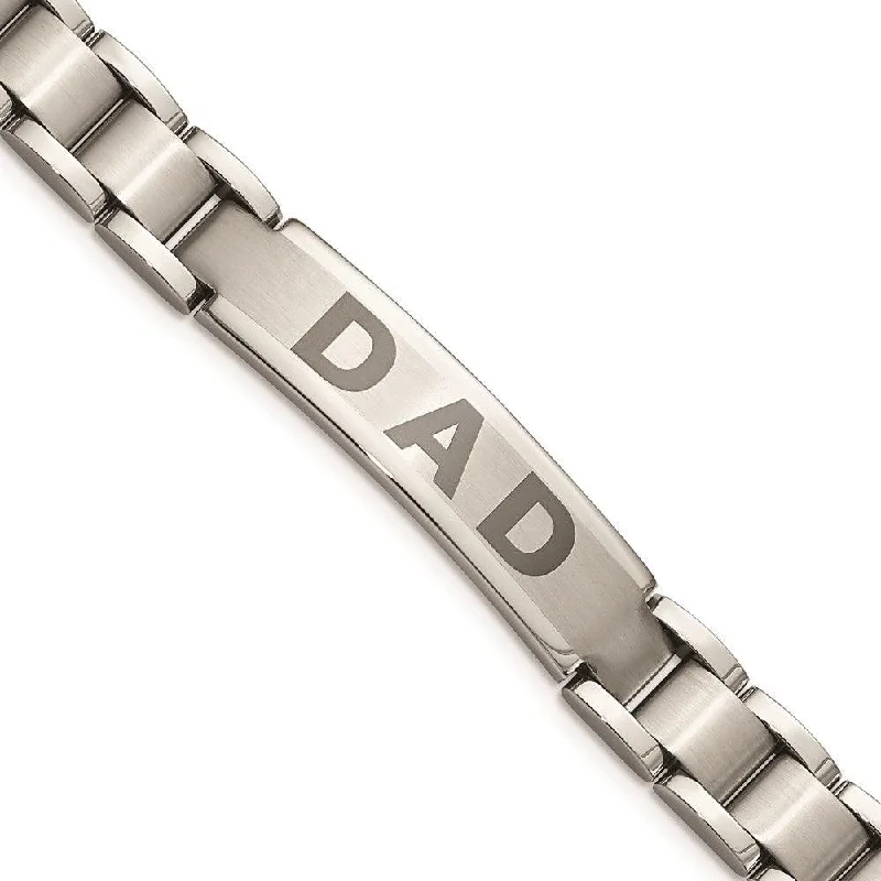 Thin bangle bracelets with mixed metals for a contemporary and versatile look-Stainless Steel Brushed & Polished Dad Bracelet