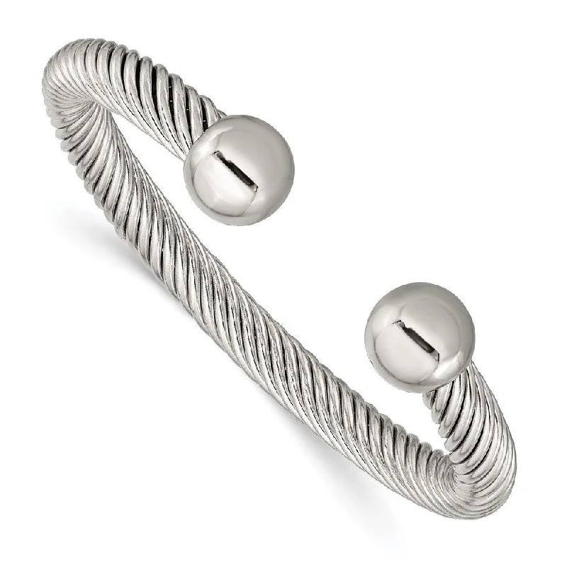 Oversized bangle bracelets with unique textures for a statement-making accessory-Stainless Steel Polished 7.3mm Cuff Bangle