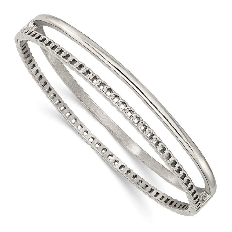 Bold bangle bracelets with textured finishes for a dynamic and modern style-Stainless Steel Polished 9.25mm Hinged Bangle