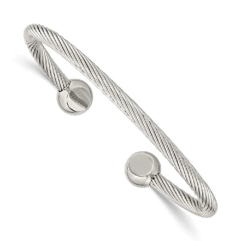 Best bangle bracelets with minimalist silver designs for a timeless, versatile look-Stainless Steel Polished Cuff Bangle