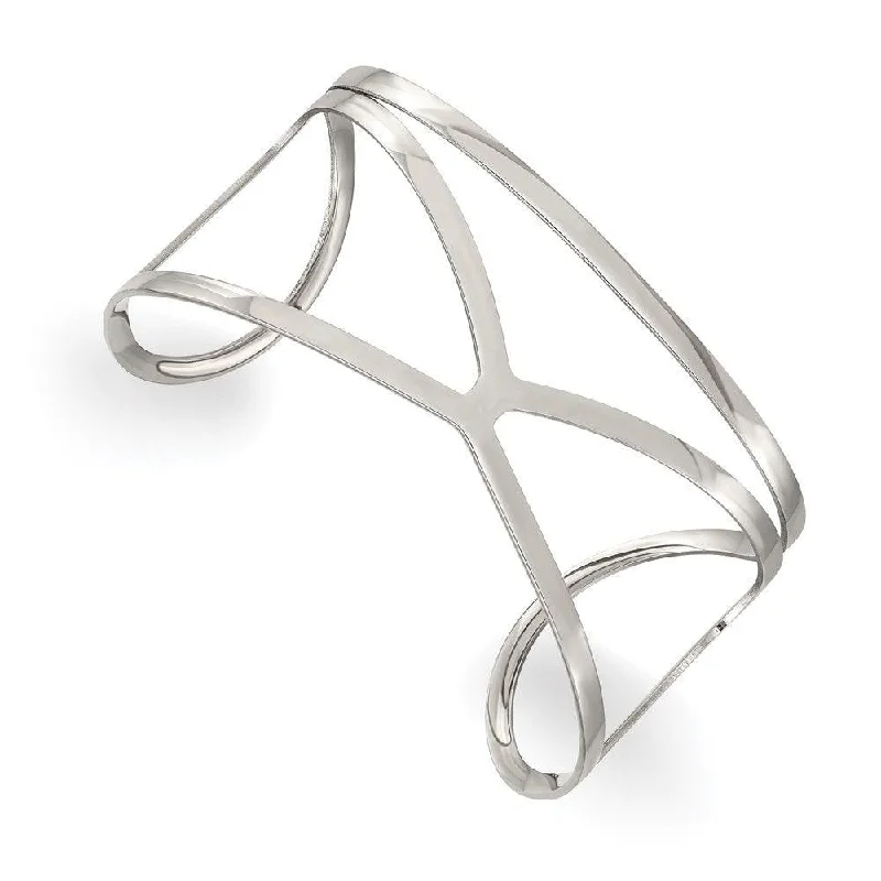 Elegant bangle bracelets with diamonds for a luxurious and sparkling accessory-Stainless Steel Polished Cuff Bangle