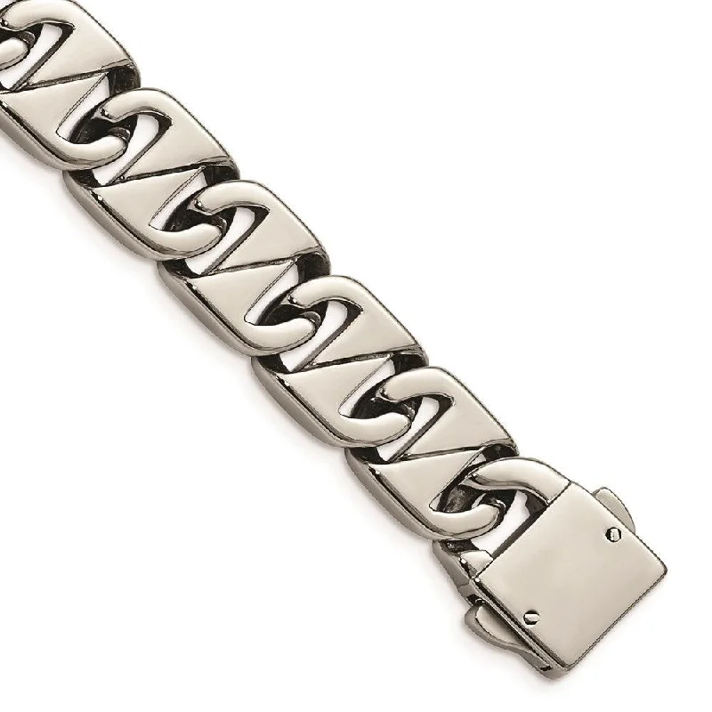 Best bangle bracelets with unique stone inlays for a one-of-a-kind accessory-Stainless Steel Polished Fancy Link 8.5in Bracelet