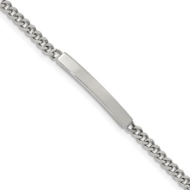 Sleek bangle bracelets with polished titanium for a modern and lightweight option-Stainless Steel Polished Flat Curb Chain 8.5in ID Bracelet