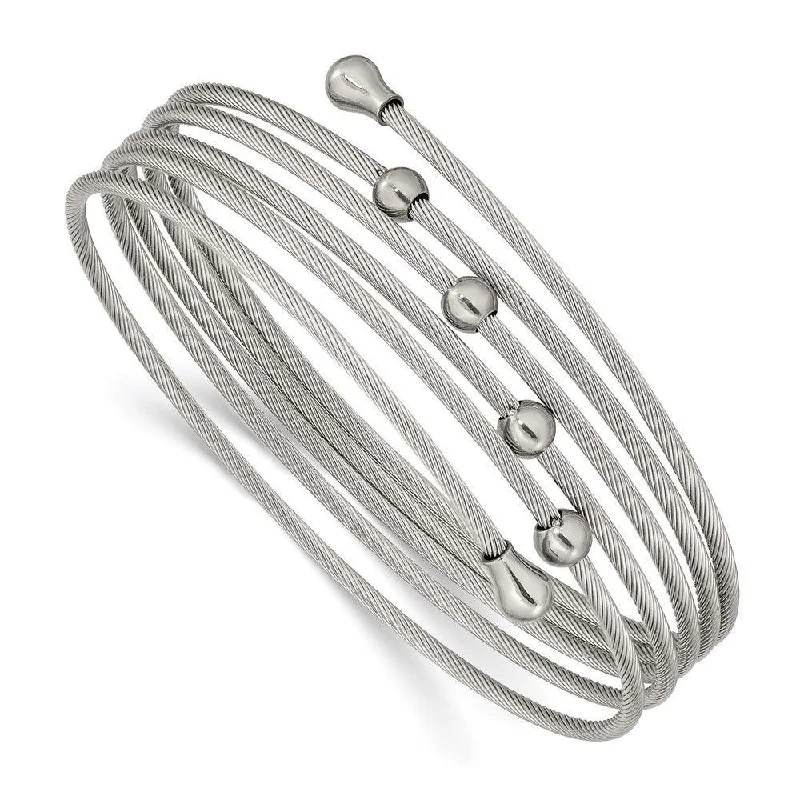 Bangle bracelets with open-ended designs for a modern and adjustable fit-Stainless Steel Polished Flexible Coil Bangle