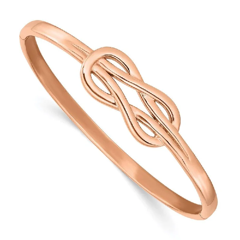 Best bangle bracelets with infinity symbols for a design full of meaning and charm-Stainless Steel Polished Rose IP-plated Knot Hinged Bangle