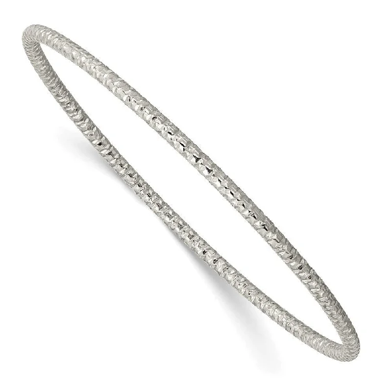 Simple bangle bracelets with open designs for a trendy and minimalist style-Stainless Steel Polished Textured 2mm Slip on Bangle