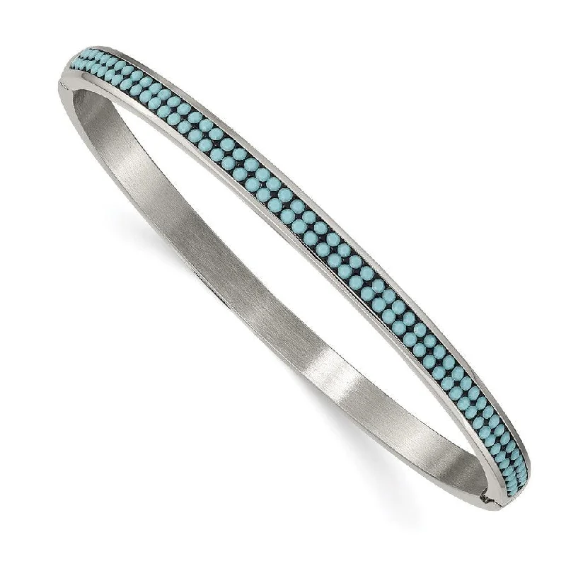 Sleek bangle bracelets with polished titanium for a modern and lightweight option-Stainless Steel Polished w/Preciosa Crystal 4.75mm Hinged Bangle