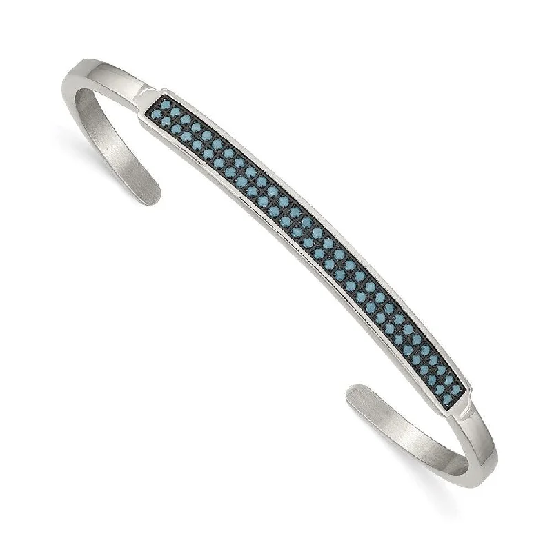 Best bangle bracelets with silver-plated finishes for an affordable and stylish accessory-Stainless Steel Polished w/Reconstructed Turquoise 5.00mm Cuff Bangle