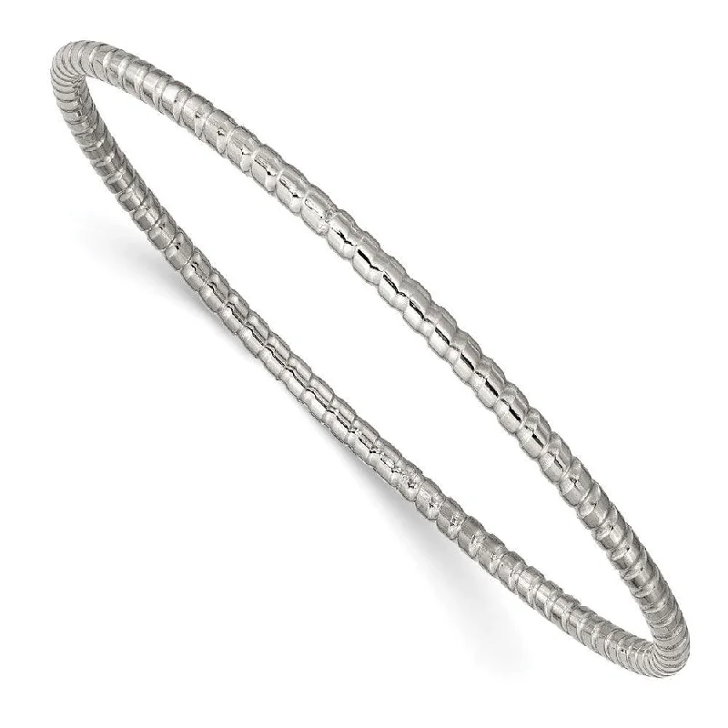 Lightweight bangle bracelets with subtle shimmer for an understated yet elegant look-Stainless Steel Textured Bangle