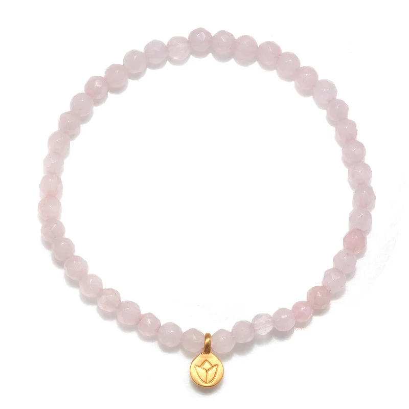 Best bangle bracelets with enamel floral patterns for a delicate and feminine touch-Supported In Love Lotus Rose Quartz Gemstone Bracelet