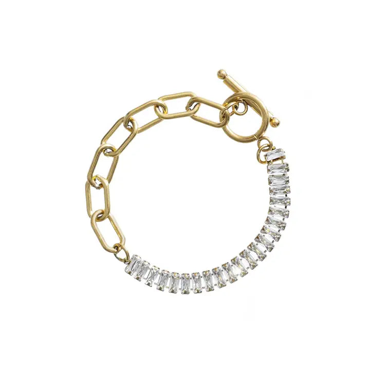 Elegant bangle bracelets with diamond-cut designs for added sparkle and elegance-Tennis & Paperclip Bracelet