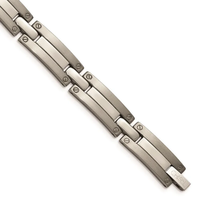 Art deco bangle bracelets with bold lines and shapes for a vintage-inspired flair-Titanium Brushed and Polished 8.5in Bracelet