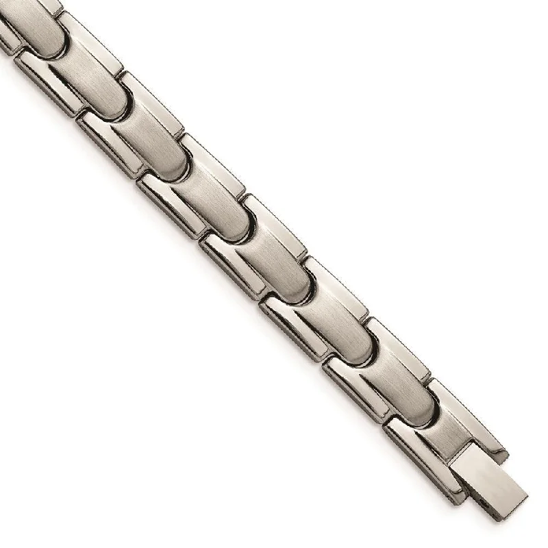 Best silver bangle bracelets with intricate detailing for a timeless and sophisticated style-Titanium Brushed and Polished w/Syn. Germanium 8.5in Link Bracelet