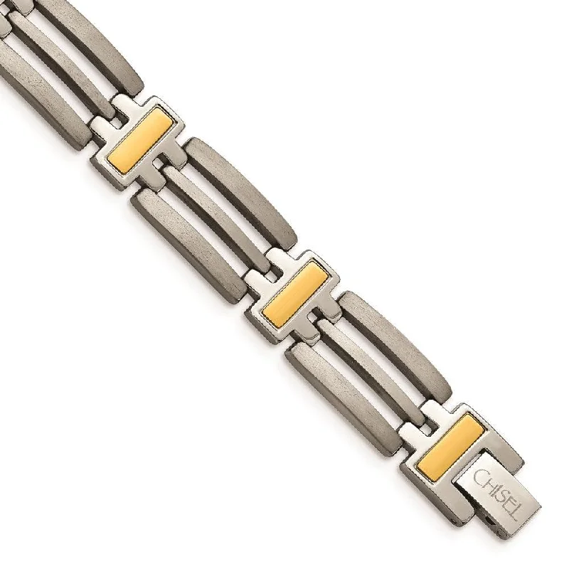 Best bangle bracelets with pastel-colored stones for a soft and delicate appearance-Titanium Yellow IP-Plated 8.5in Bracelet