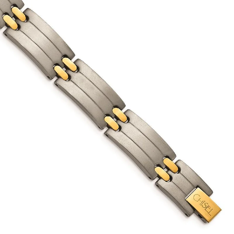 Traditional gold bangle bracelets with a smooth finish for a classic look-Titanium Yellow IP-Plating 8.5in Bracelet