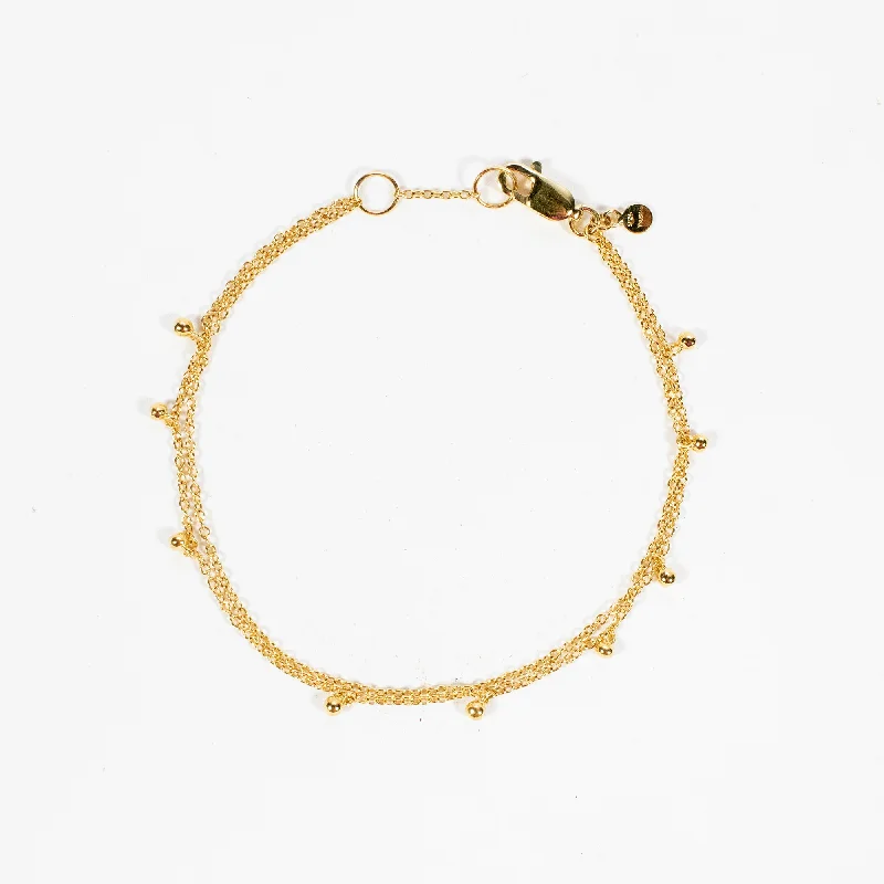 Best bangle bracelets with gemstone clusters for a bold and colorful statement piece-Gold Vermeil Two Strand Drops Bracelet