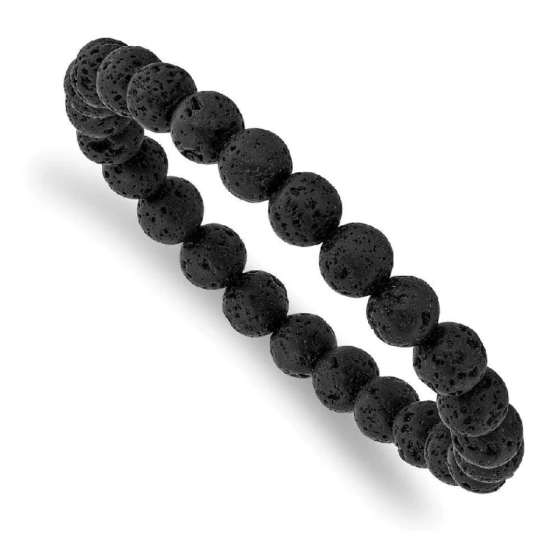 Best bangle bracelets with adjustable sizes for a comfortable and perfect fit-Volcanic Rock Agate Beaded Stretch Bracelet