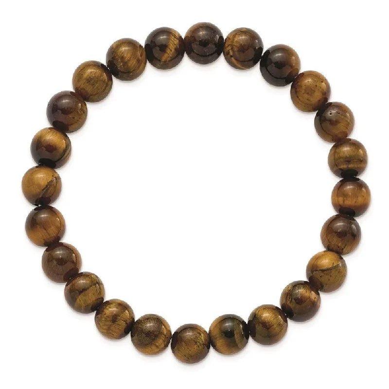 Best bangle bracelets with durable enamel finishes for long-lasting wear and vibrant colors-Yellow Tiger's Eye Agate Beaded Stretch Bracelet